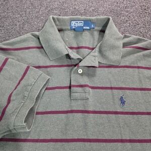 Vintage Polo Ralph Lauren Shirt Mens Large Green Striped Short Sleeve Golf Y2k